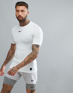 Белая облегающая футболка Nike Training pro 838091-100-Белый