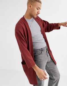 Коричневый трикотажный кардиган-кимоно ASOS DESIGN
