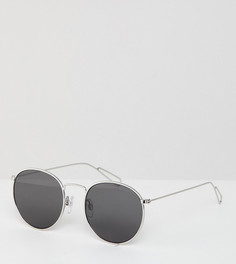 Круглые солнцезащитные очки в серебристой оправе Weekday-Серебряный