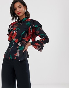 Блузка с оборками на плечах Closet-Многоцветный
