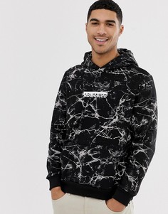 Худи черного цвета с мраморным принтом Bershka-Черный