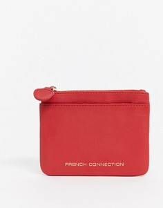 Красный кожаный кошелек на молнии French Connection