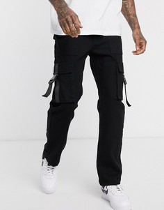 Черные джинсы с карманами-карго ASOS DESIGN-Черный