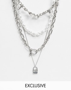 Ярусное ожерелье Reclaimed Vintage inspired эксклюзивно для ASOS-Серебряный
