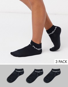 Набор из 3 пар черных носков до щиколотки Reebok-Черный