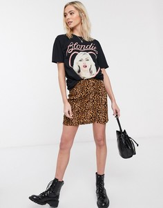 Мини-юбка с леопардовым принтом и разрезами Daisy Street-Коричневый цвет