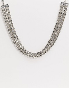 Серебристое ожерелье из цепочек в два ряда Glamorous-Серебряный