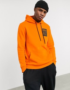 Худи оранжевого цвета с принтом на спине и груди Bershka-Оранжевый