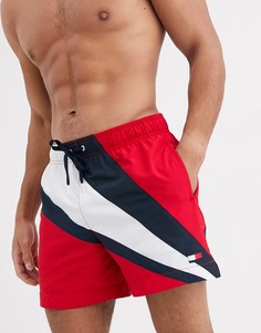 Купальные шорты средней длины с полосой по бокам Tommy Hilfiger-Красный