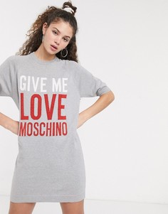Платье-футболка с надписью "give me" Love Moschino-Розовый