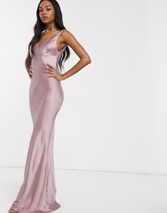 Атласное платье макси Pretty Lavish-Розовый