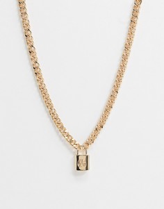 Ожерелье с подвеской-замочком Chained & Able-Золотой