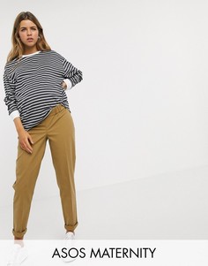 Чиносы ASOS DESIGN Maternity-Светло-бежевый