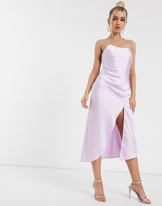 Атласное платье-комбинация миди Significant Other-Фиолетовый цвет