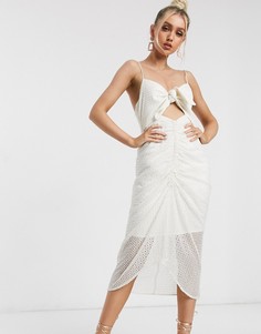 Платье-комбинация миди с вышивкой ришелье Significant Other-Белый