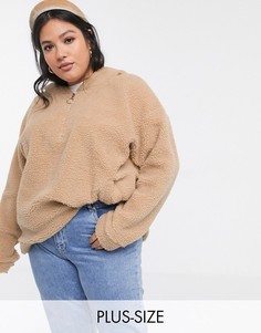 Флисовый oversized-худи Daisy Street Plus-Бежевый