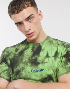 Зелено-черная футболка тай-дай с логотипом Entente-Зеленый
