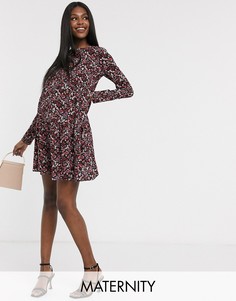 Платье мини с цветочным принтом New Look Maternity-Черный