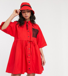 Свободное платье-рубашка мини COLLUSION-Красный