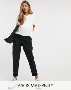 Чиносы с посадкой под животом ASOS DESIGN Maternity-Черный