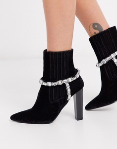 Черные бархатные ботинки в стиле вестерн ASOS DESIGN-Черный
