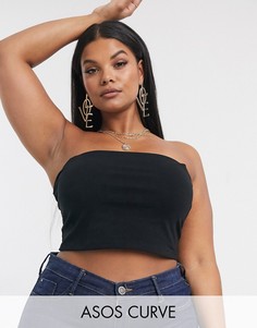 Черный кроп-топ бандо из органического хлопка ASOS DESIGN Curve