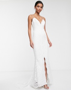Кружевное свадебное платье на бретельках ASOS EDITION-Белый