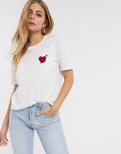 Белая футболка с сердцем Pimkie-Белый
