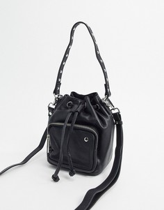 Черная кожаная сумка-мешок Nunoo-Черный