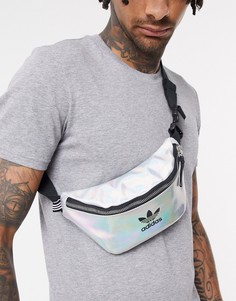 Серебристая переливающаяся сумка-кошелек на пояс adidas Originals-Серебряный
