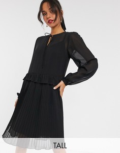 Черное свободное платье с плиссированной юбкой Y.A.S Tall-Черный