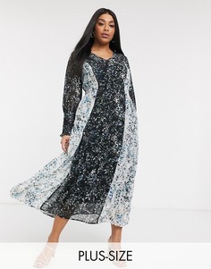 Платье миди с комбинированным цветочным принтом Vero Moda Curve-Мульти