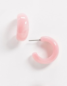 Розовые массивные серьги-кольца Pieces-Розовый