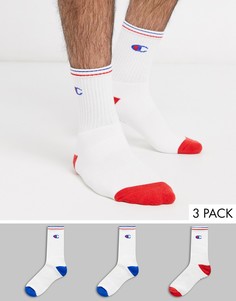 Набор из 3 пар белых носков с отделкой и логотипом Champion-Белый
