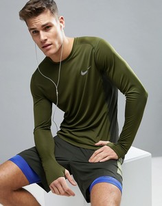 Зеленый лонгслив Nike Running Dri-FIT Miler 833593-331