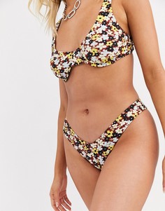 Плавки бикини с высоким вырезом по бедру и цветочным принтом Charlie Holiday-Мульти