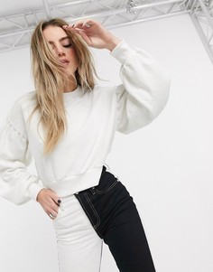 Белый короткий свитшот Bershka join life