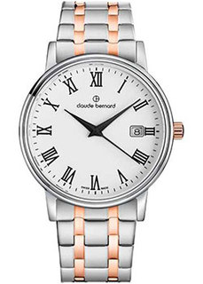 Швейцарские наручные мужские часы Claude Bernard 53007-357RMBR. Коллекция Classic Slim Line