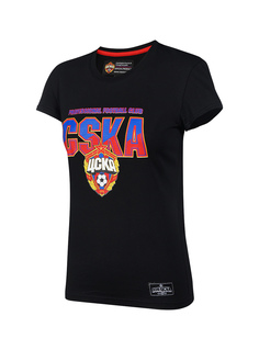 Футболка женская "PFC CSKA", цвет черный (L) ПФК ЦСКА