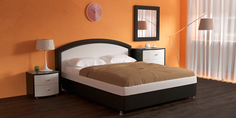Мягкая кровать 200х120 Малибу вариант №8 с подъемным механизмом (Белый/Шоколад) Home Me