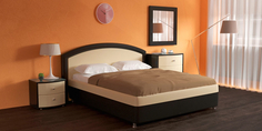 Мягкая кровать 200х120 Малибу вариант №8 с подъемным механизмом (Бежевый/Шоколад) Home Me