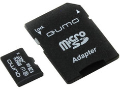 Карта памяти 128Gb - Qumo MicroSDXC SecureDigital Class 10 UHS-I QM128GMICSDXC10U1 с переходником под SD