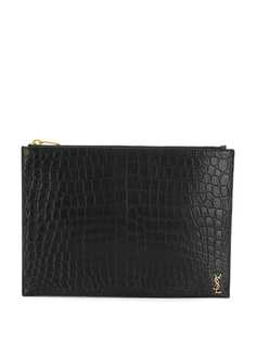 Saint Laurent клатч с тиснением и декором Monogram