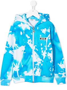 Msgm Kids худи Dream на молнии с эффектом разбрызганной краски