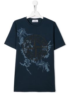 Stone Island Junior футболка с камуфляжным принтом и логотипом