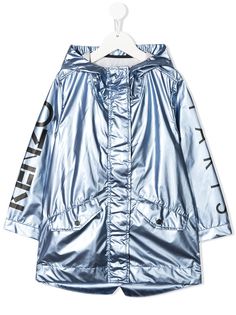 Kenzo Kids куртка с эффектом металлик и капюшоном