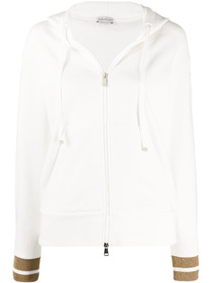 Moncler худи на молнии с эффектом металлик