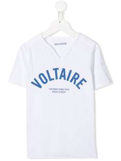 Zadig & Voltaire Kids футболка с логотипом и пуговицами на воротнике