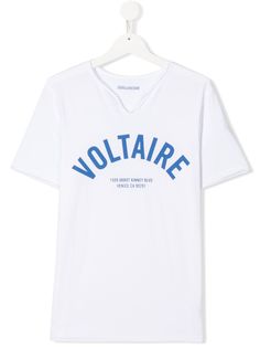Zadig & Voltaire Kids футболка с логотипом и пуговицами на воротнике