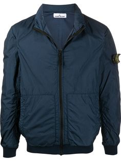 Stone Island куртка на молнии с нашивкой-логотипом